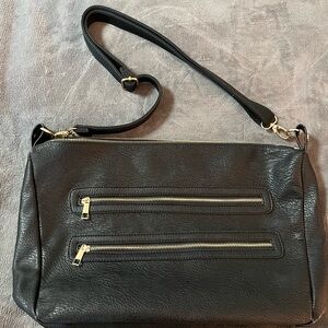 Under One Sky Black Crossbody Bag with Gold Accents